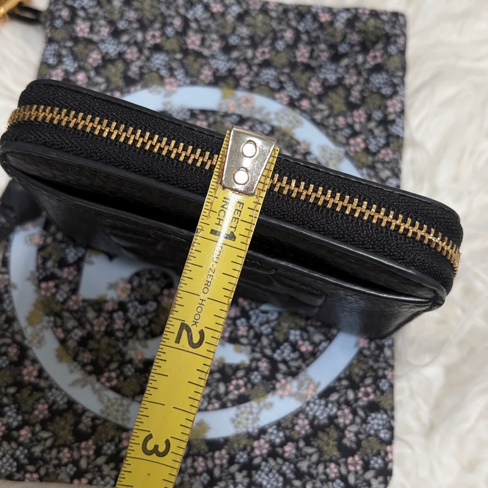 Tory Burch Black zipper pebbled leather card holder/coin case w/pouch - Picture 9 of 13